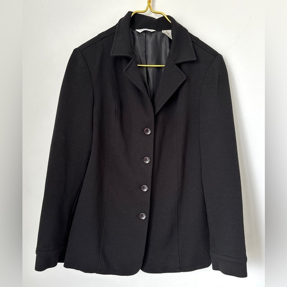 Vintage Laura Ashley Black Soft Knit Lined Blazer Jacket Coat Women’s Medium - Picture 1 of 6
